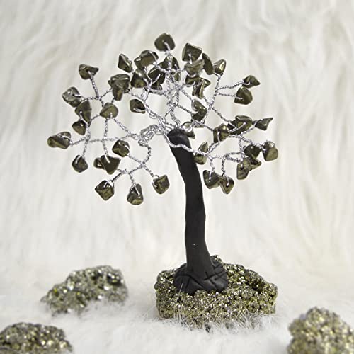 Crystu Natural Pyrite Tree, Pyrite Crystal Tree, Pyrite Stone Tree, Pyrite Chips Tree With Pyrite Raw, Golden Pyrite Crystal Tree, Original Pyrite Stone Tree For Money Showpiece, 9 cm - Image 4