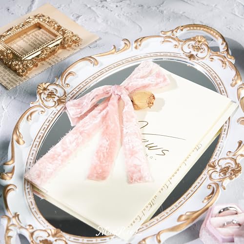 MAYREEL 1 Inch Dusty Rose Crushed Velvet Ribbon Pink Frayed Edge Hand Torn Fringe Ribbon for Valentine's Day Bridal Bouquets Invitations Vow Books Gift Baskets Hair Bows 6 Yards - Image 5
