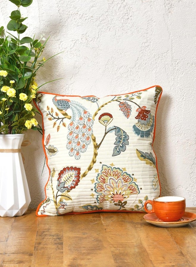 Clasiko Cotton Cushion Covers Set of 2; 16x16 Inches; Multicolor Peacock - Image 3