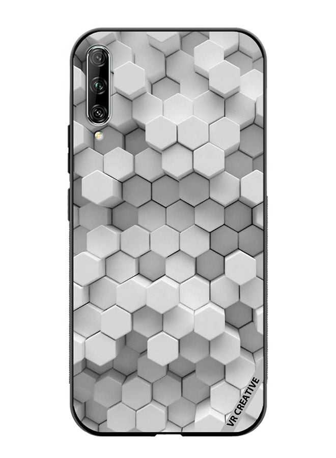 VR CREATIVE Protective Case Cover For Huawei Nova Y9S 3D Gray White Honeycombs Brick Wall Stairway Decoration Design Multicolour - Image 1