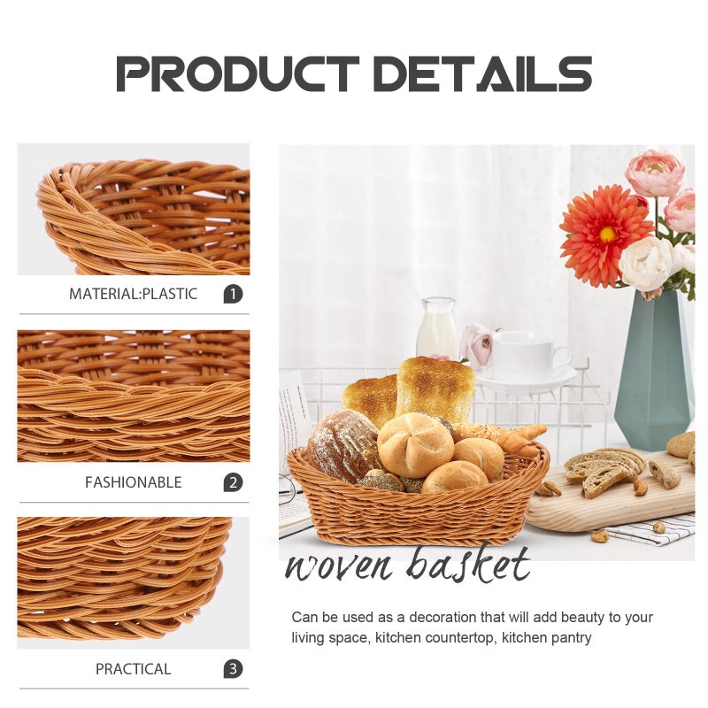 Multifunctional Woven Bread Basket 26x16x8 5cm Rattan Storage For Kitchen Table - Image 4