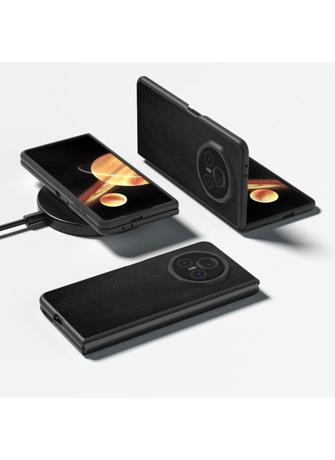 Zaboon Case For Honor Magic V3 PU Leather Black Frame Full Coverage Phone Case  - Image 2