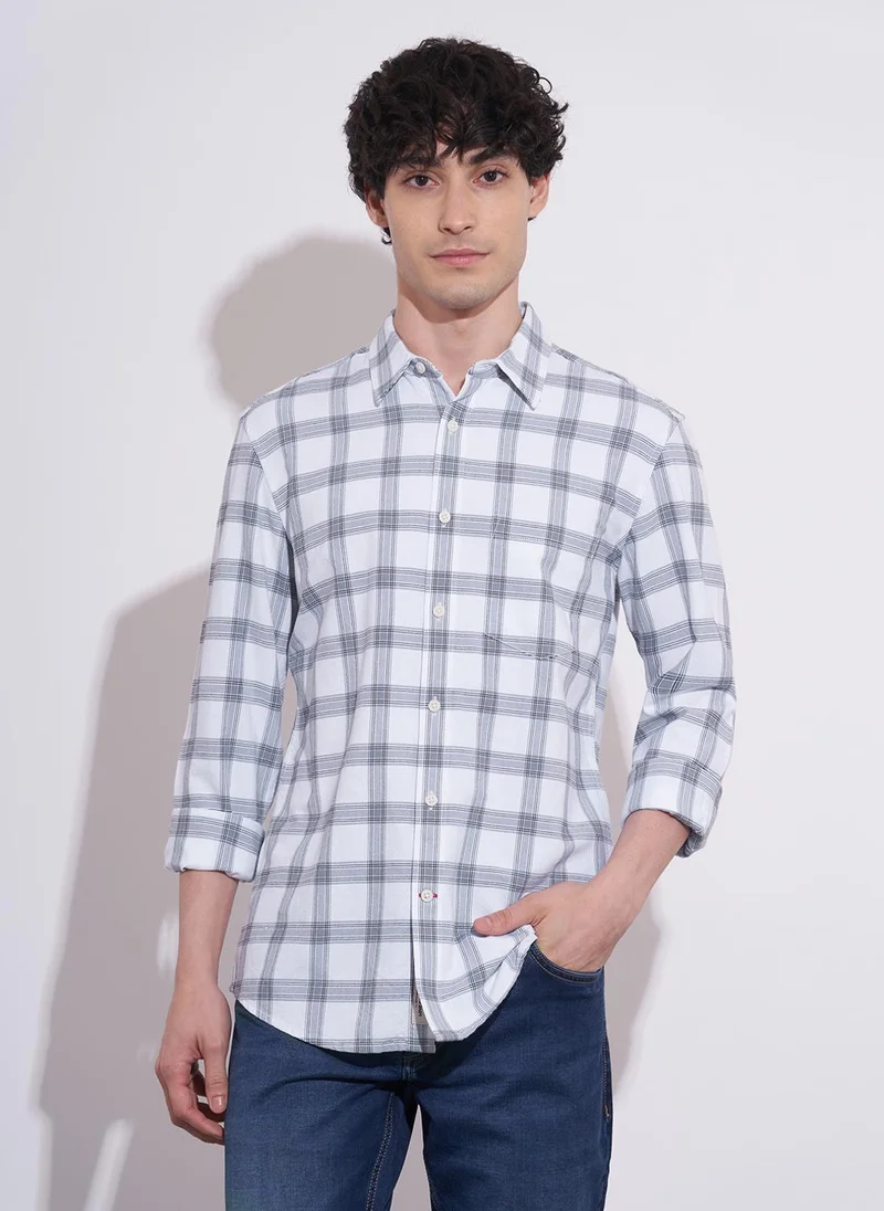 Being Human Regular Fit Windowpane Checked Cotton Casual Shirt