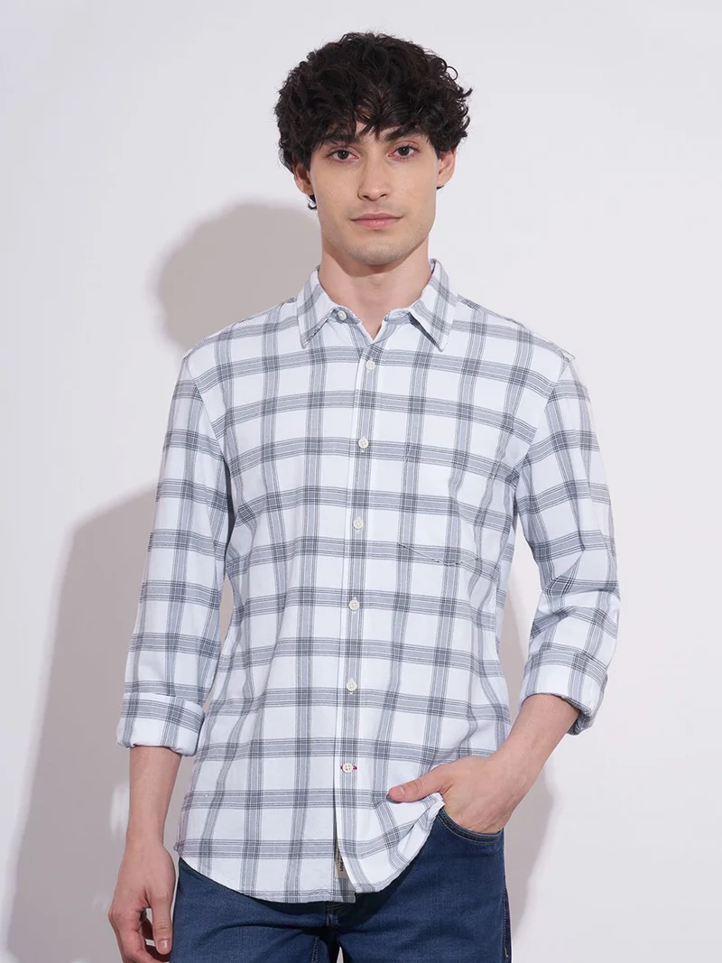 Being Human Regular Fit Windowpane Checked Cotton Casual Shirt