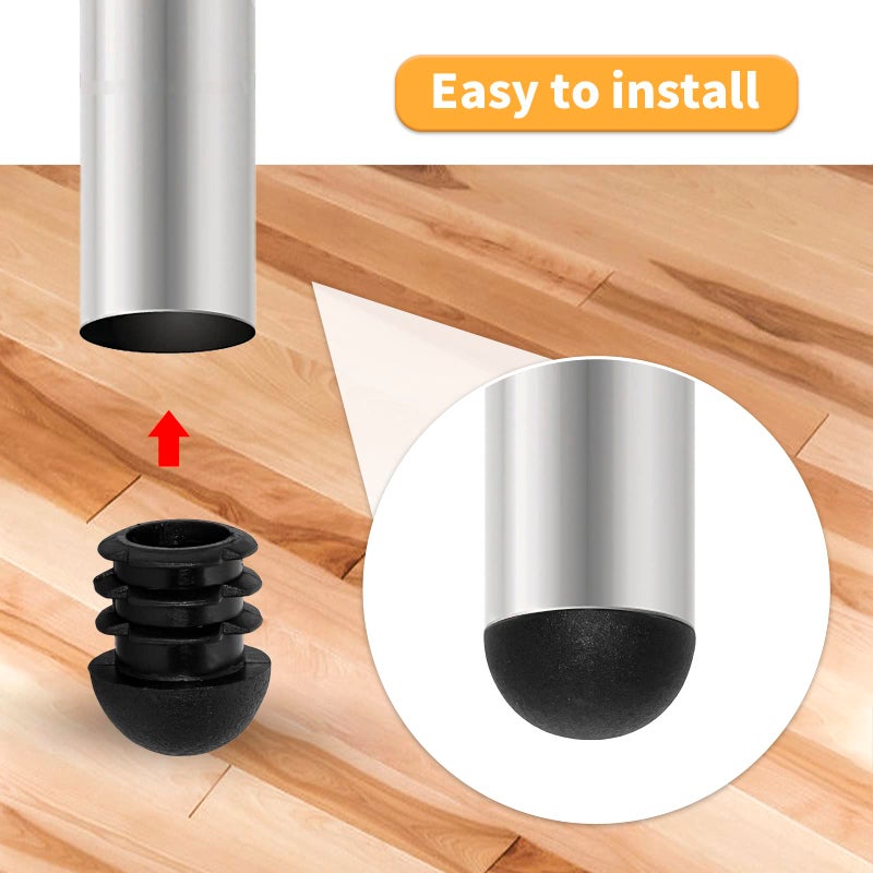 Flyshop 16-Pack Plastic End Caps Round Tube Inserts Furniture Glides For Tables And Chairs (13/16"", 20 Mm, Od, Black) - Image 3