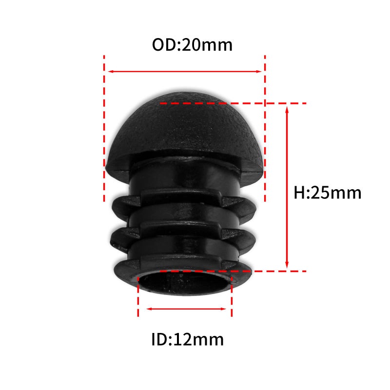 Flyshop 16-Pack Plastic End Caps Round Tube Inserts Furniture Glides For Tables And Chairs (13/16"", 20 Mm, Od, Black) - Image 2