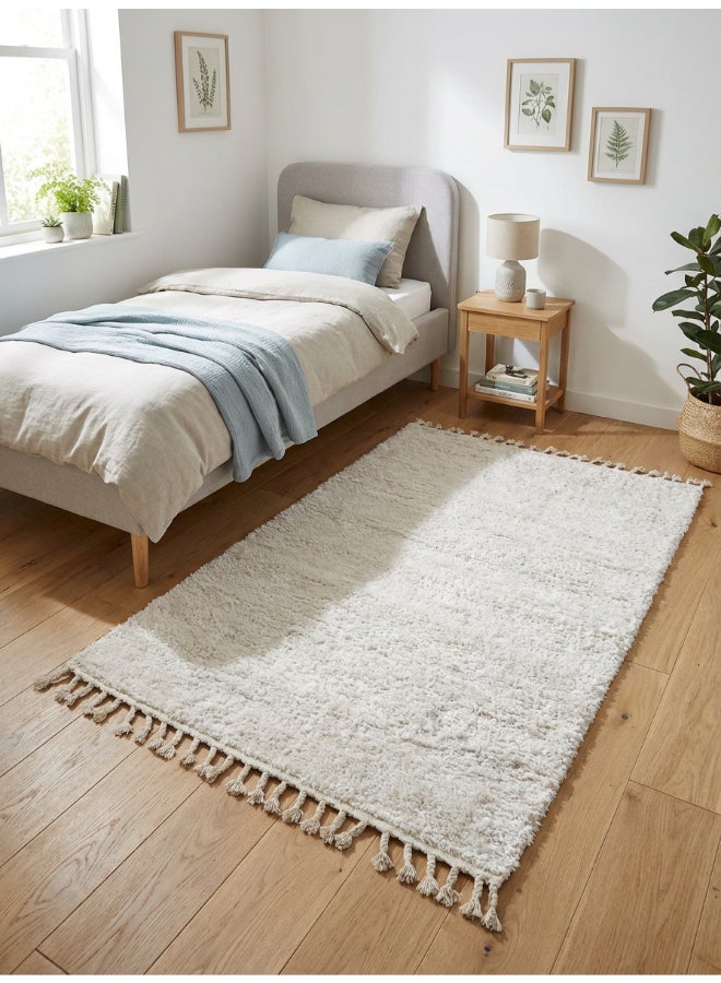 Carpet Shaggy Rugs with Soft Texture, Color - Cream, Size - 120x170 cm - 4x5.5 ft, Design - Nimbus Plush , Ideal for Mid-Small sized Family room, Bedroom with twin or queen beds, Home office, Entry hallways, Foyers or Balcony