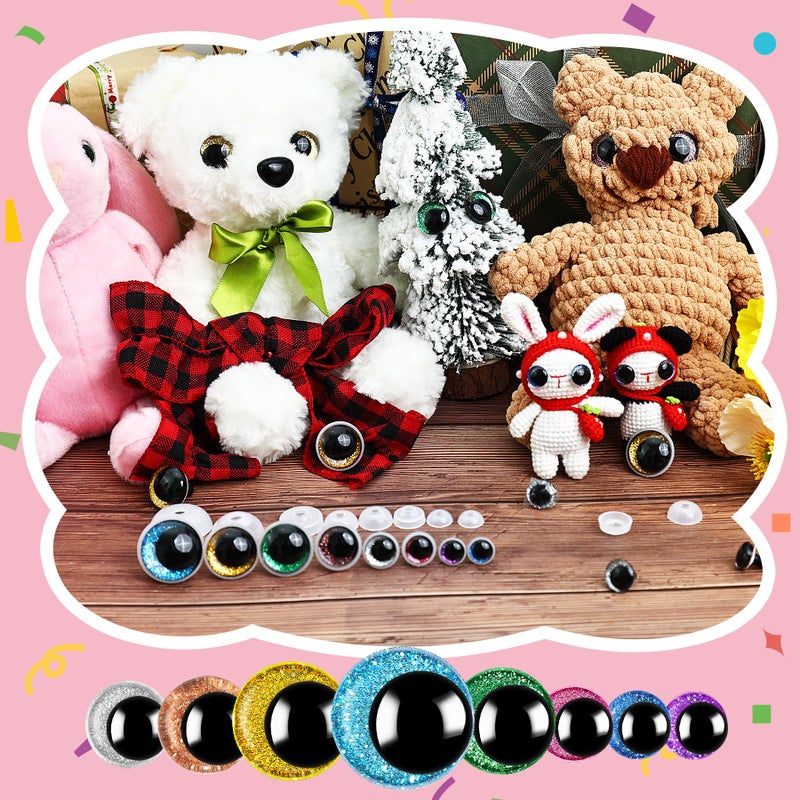 KIGEAPUEL 160PCS Large Safety Eyes for Amigurumi Safety Eyes for Crocheting for DIY Dolls Puppets Bear Crafts Animals Amigurumi Making Supplies(12-30MM) - Image 3