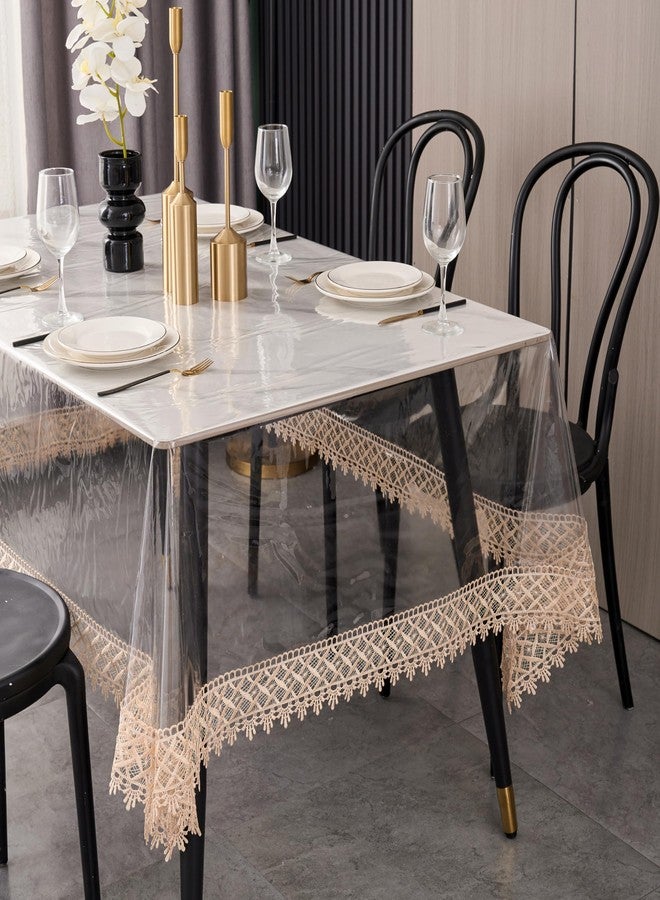 Pioggia غطاء طاولة من الفينيل الشفاف، مقاوم للماء والزيوت، مصنوع من مادة PVC، غطاء طاولة شفاف (مربع 60 بوصة × 60 بوصة) - Image 2