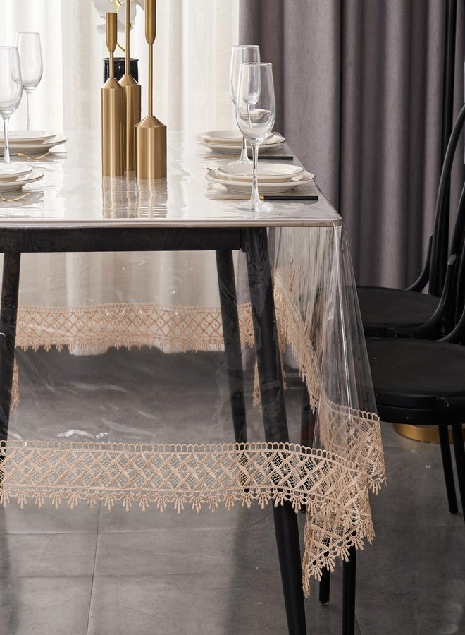 Pioggia غطاء طاولة من الفينيل الشفاف، مقاوم للماء والزيوت، مصنوع من مادة PVC، غطاء طاولة شفاف (مربع 60 بوصة × 60 بوصة) - Image 3