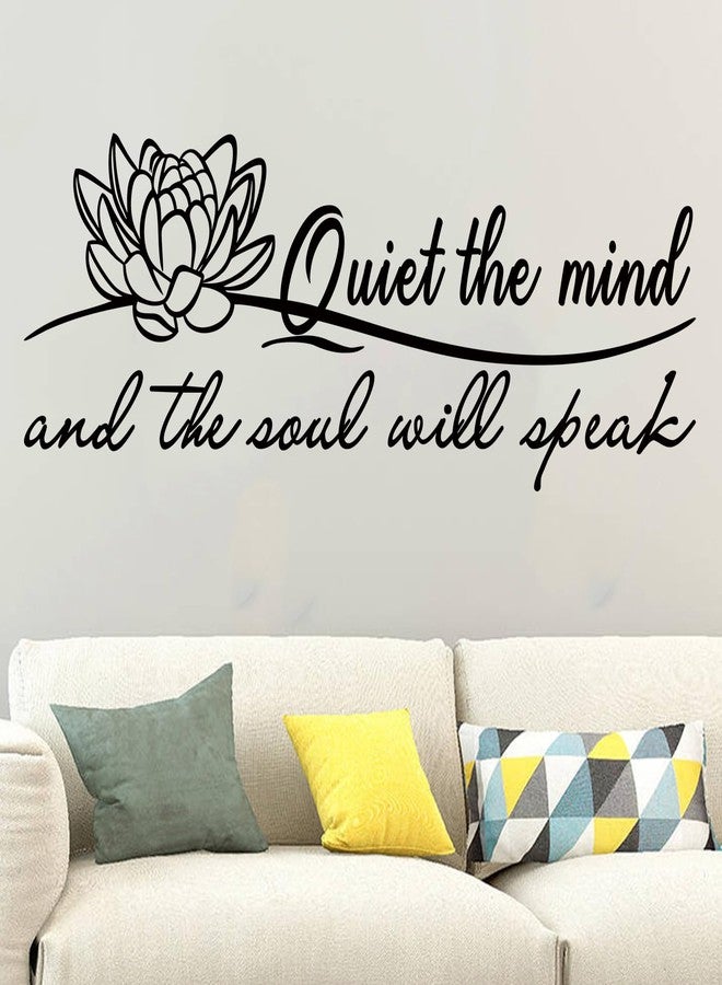 SEATUNE Yoga Pilates Wall Stickers - Inspirational Quotes Motivational Wall Decals - Bathroom Bedroom Living Room Home Vinyl Art Wall Decor - Quiet The Mind and The Soul Will Speak 23"X9" - Image 1