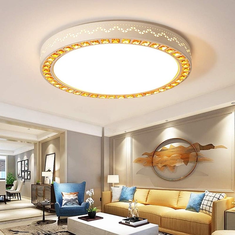 Modern Living Room LED Chaner Exquisite Bedroom Ceiling Lamp Romantic Geometric Ceiling Lamp Modern Minimalist Pendant Light Dimmable 3 Color Light Aisle Corridor Chaner (40cm) - Image 1