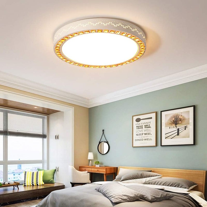 Modern Living Room LED Chaner Exquisite Bedroom Ceiling Lamp Romantic Geometric Ceiling Lamp Modern Minimalist Pendant Light Dimmable 3 Color Light Aisle Corridor Chaner (40cm) - Image 2