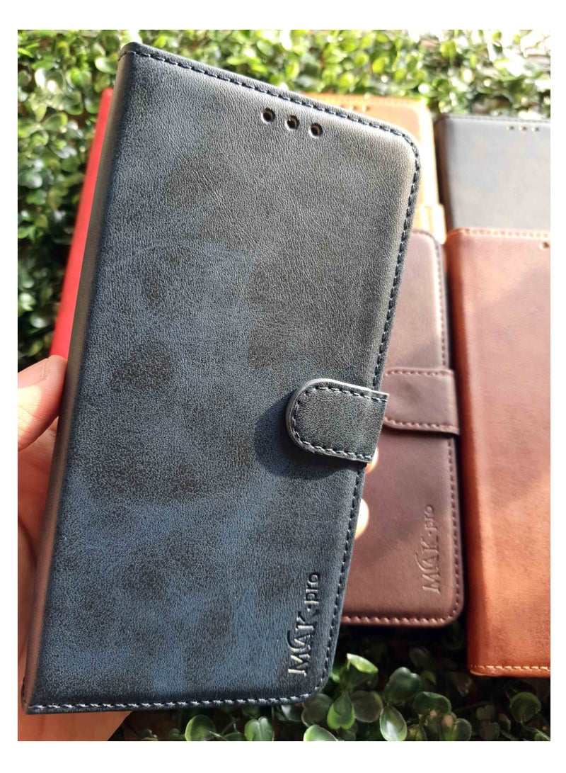 iPhone 13 Wallet Flip Case PU Leather with Card Holder, Kickstand, Shockproof Phone Cover - Blue - Image 5