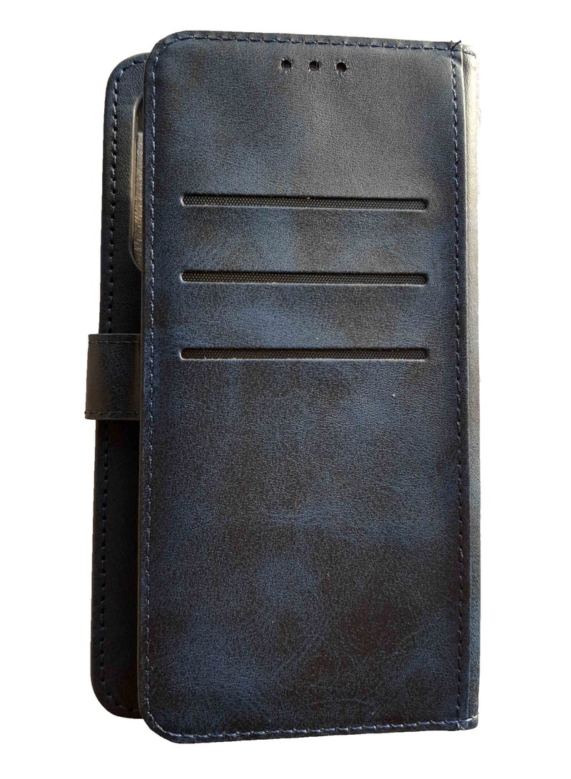 iPhone 13 Wallet Flip Case PU Leather with Card Holder, Kickstand, Shockproof Phone Cover - Blue - Image 2