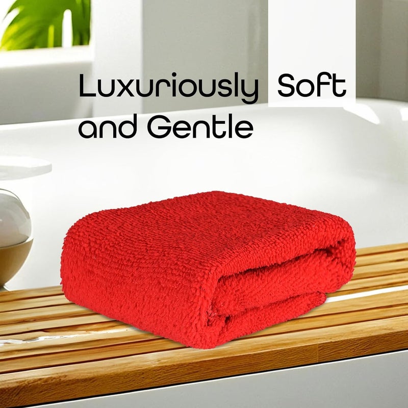 Kuber Industries Kuber Industries Pack of 24 Super Absorbent Reusable Microfibre Face Towel for Women 15x15 in 250 GSM Kids Soft Easy to Wash Small Towels for Face and Hand Plain Red Blue  - Image 2