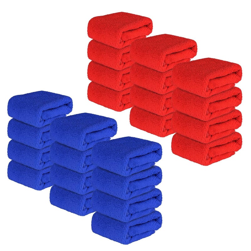 Kuber Industries Kuber Industries Pack of 24 Super Absorbent Reusable Microfibre Face Towel for Women 15x15 in 250 GSM Kids Soft Easy to Wash Small Towels for Face and Hand Plain Red Blue  - Image 1