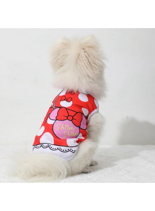 مجموعة من 4 قمصان شبكية للكلاب الصغيرة: ملابس كلاب مرنة بنقوش لطيفة، مقاس XXS-XL، مناسبة للكلاب من وزن 2 إلى 16 رطلاً، تيشيرتات للحيوانات الأليفة، ملابس جراء للبنات والأولاد لفصل الربيع والصيف (مجموعة وردية، مقاس XXS-XL) - Image 5