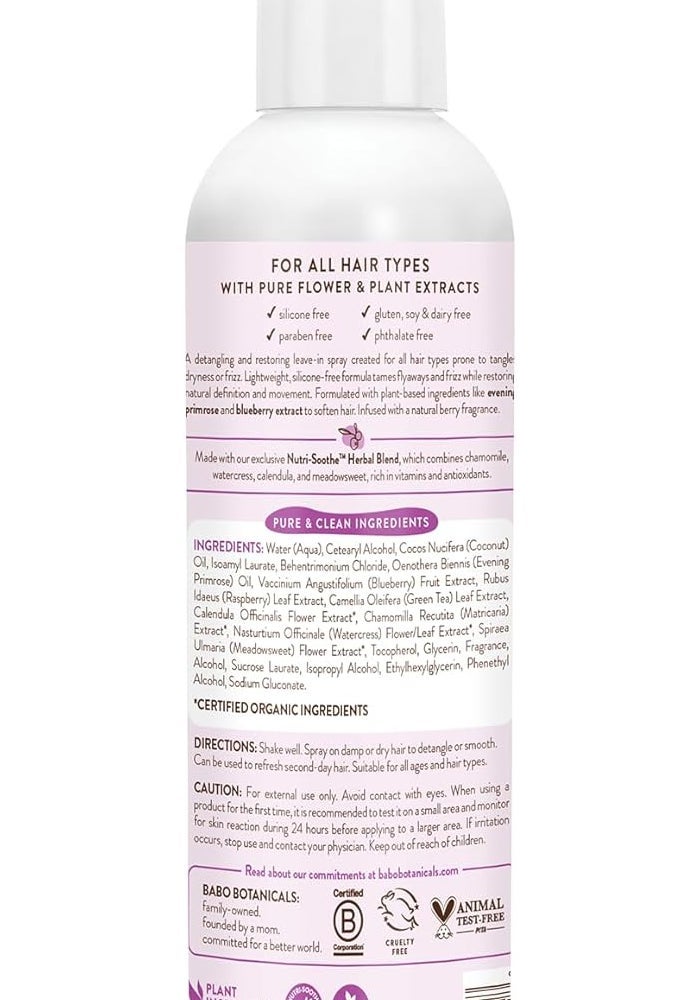 Babo Botanicals Smoothing Berry Conditioning Spray - Detangling & Nourishing with Evening Primrose Oil - Image 2