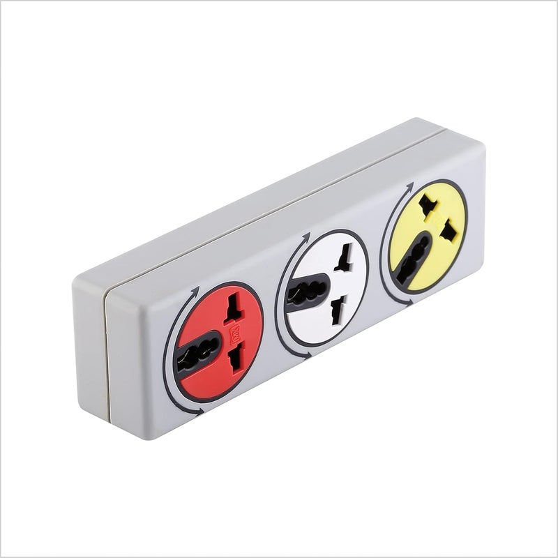 MX 3 Pin 3 Outlets 5AMP Universal Conversion Multi Plug with 180° Rotatable Universal Sockets ABS Virgin Plastic Body Material Multi- Use Socket Connector use in Home Offices Schools etc - Image 1