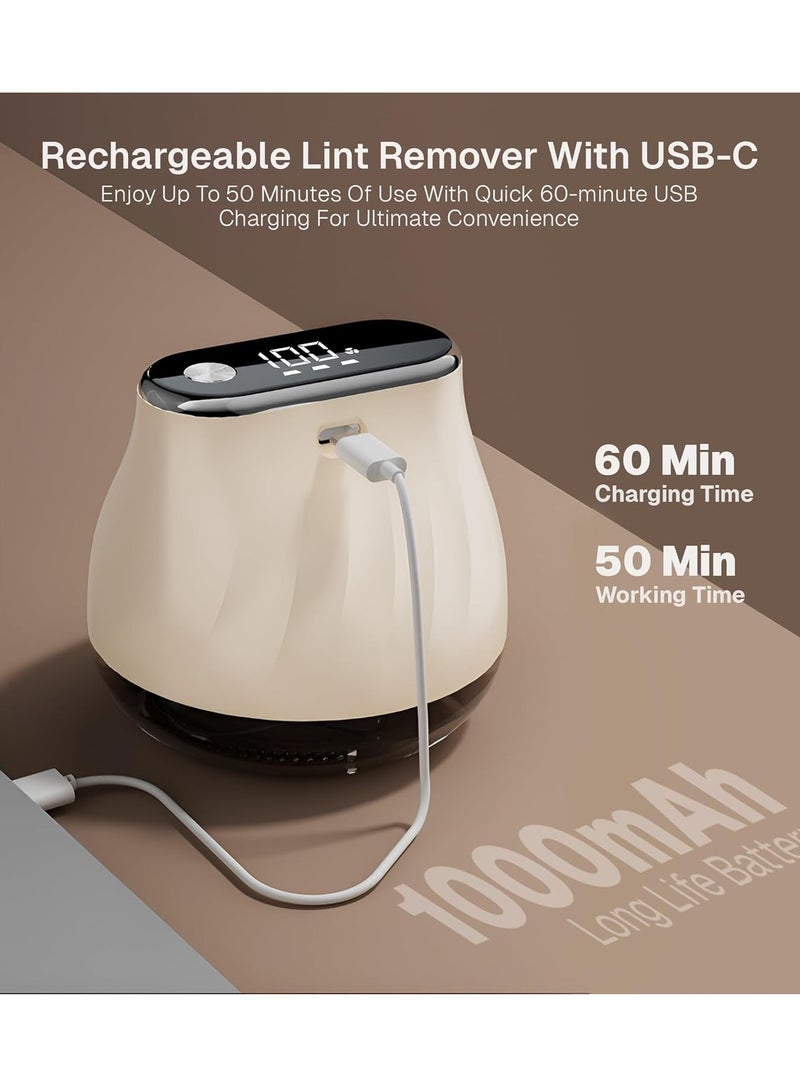 بلو فاير مزيل الوبر القابل للشحن USB-C للملابس - ماكينة حلاقة كهربائية بثلاث سرعات قابلة للتعديل بشاشة LED، بطارية 1000 مللي أمبير، 6 شفرات - مزيل الوبر المحمول للكنزات، البطانيات، السجاد والستائر - Image 2