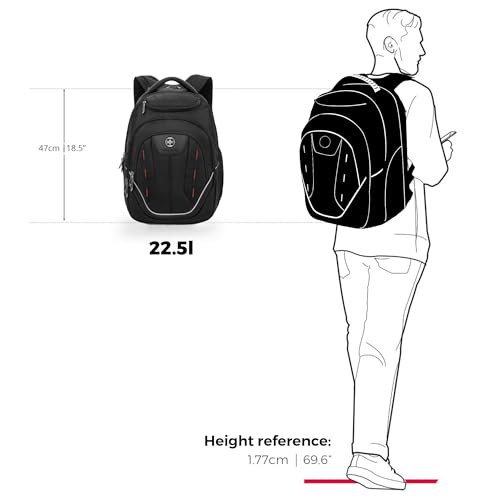 Swissdigital Design TSA Laptop Backpack Men's USB Charging Port Large Capacity Business Travel Backpack Black| With Apple Find My Network Black/Red | J16BTFB-41 - Image 4