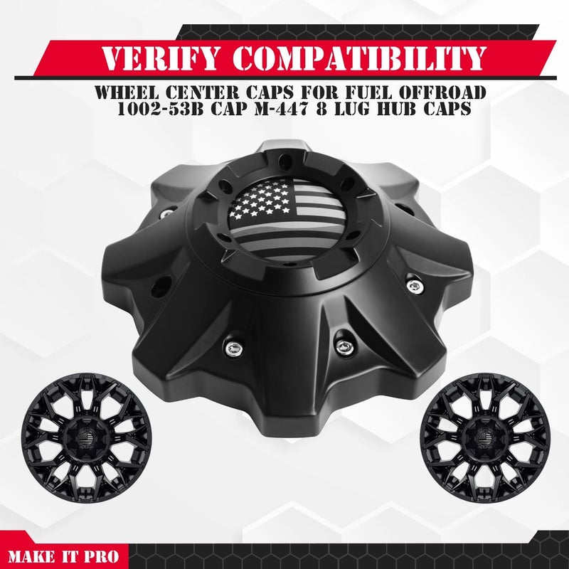 KitsPro Wheel Center Caps for Fuel Offraod 1002-53B Cap M-447 8 Lug Hub Caps , Pack of 1 - Image 2