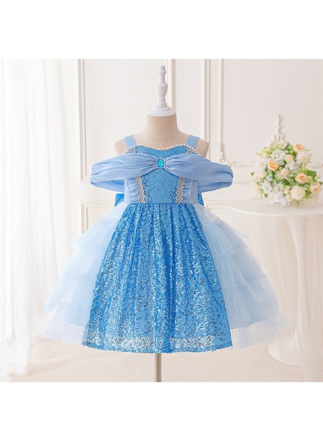 Girls' Frozen Elsa Costume Halloween Cosplay Dress Mesh Sequin Princess Dress