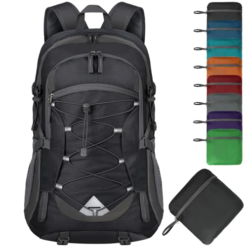 IGOLUMON Hiking Backpack 40L Packable Lightweight Camping Backpack Men Women Waterproof Hiking Daypack Outdoor Travel Daypack,Black - Image 1