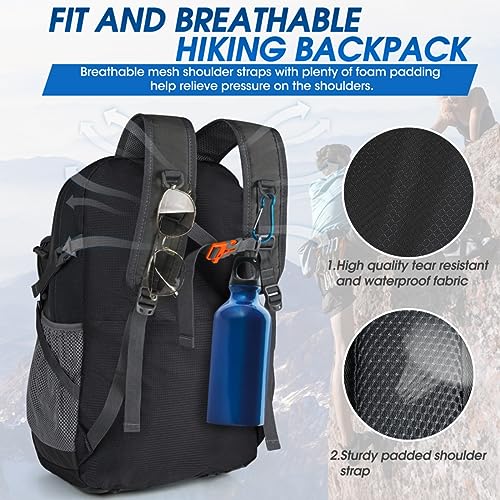 IGOLUMON Hiking Backpack 40L Packable Lightweight Camping Backpack Men Women Waterproof Hiking Daypack Outdoor Travel Daypack,Black - Image 3
