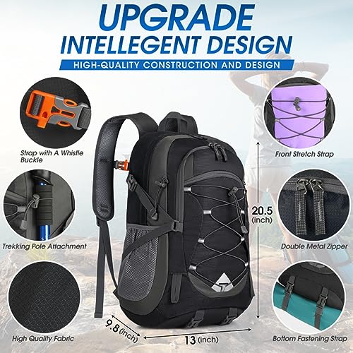 IGOLUMON Hiking Backpack 40L Packable Lightweight Camping Backpack Men Women Waterproof Hiking Daypack Outdoor Travel Daypack,Black - Image 2
