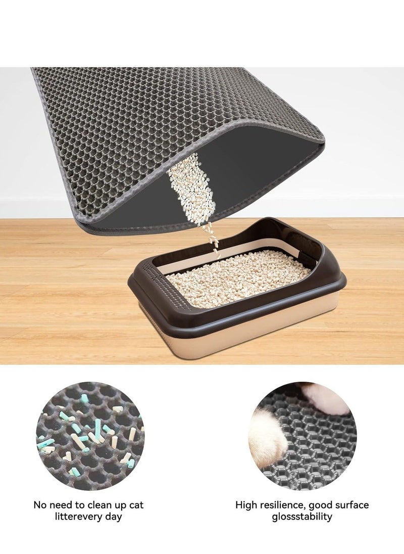 Cat Litter Mat Trapping Litter Box Honeycomb Double Layer Design Large Size Easy Clean Scatter Control Non-Slip Waterproof Kitty Litter Mats Fold 60 by 45 Centimeters - Image 4