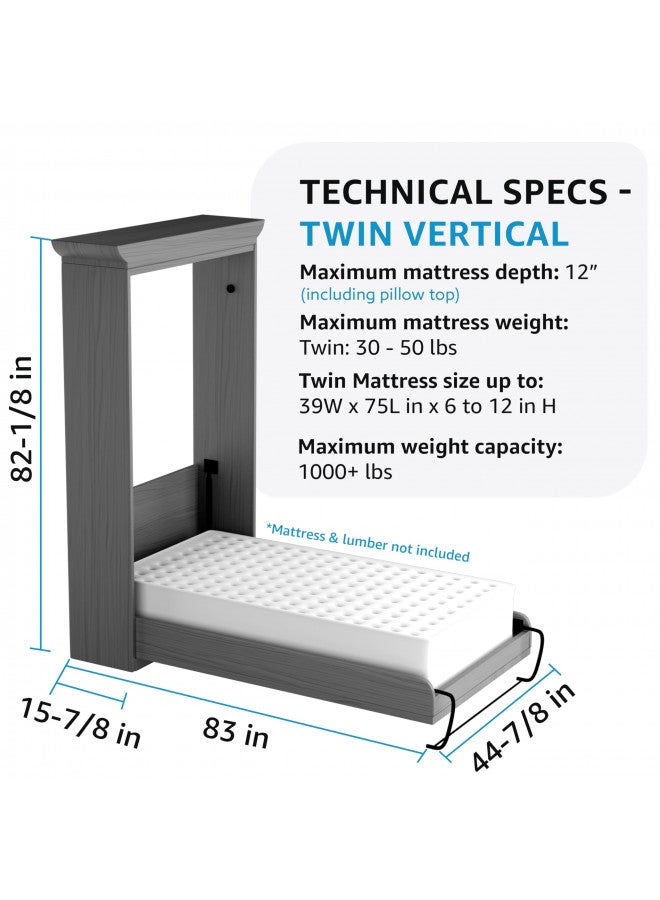 Create-A-Bed Create-A-Bed Twin Size Deluxe Murphy Bed Kit, Vertical  - Image 1