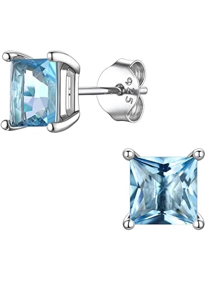 صب لايت اقراط انيقة من الفضة الاسترلينية عيار 925 مرصعة بحجر الميلاد بـ4 شقوق من الزمرد للنساء والفتيات (مع صندوق هدايا) - Image 1