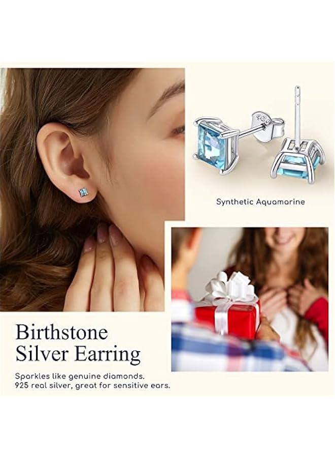 صب لايت اقراط انيقة من الفضة الاسترلينية عيار 925 مرصعة بحجر الميلاد بـ4 شقوق من الزمرد للنساء والفتيات (مع صندوق هدايا) - Image 4