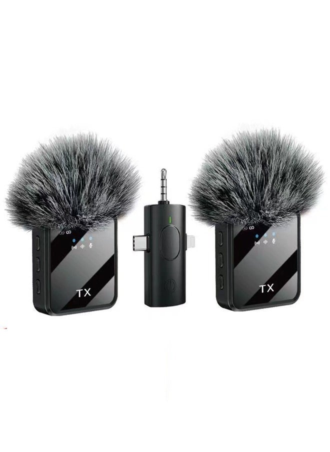 Tx 3-in-1 Wireless Lavalier Microphone F11-2 for Live Video Recording – High-Quality Lapel Mic for Smartphone, Camera & Computer, Clear Audio for Vlogging, Interviews, and Content Creation  - Image 1