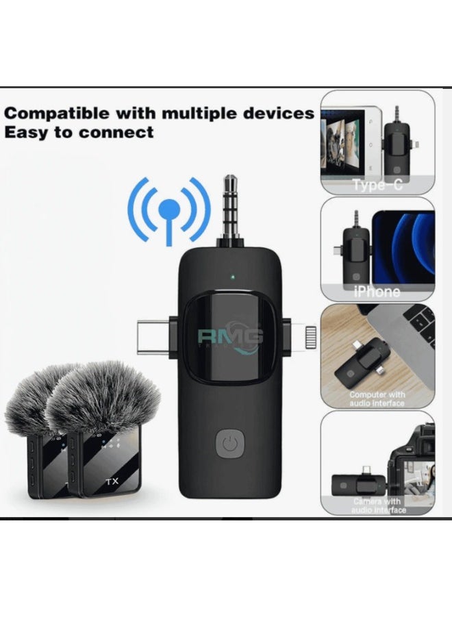 Tx 3-in-1 Wireless Lavalier Microphone F11-2 for Live Video Recording – High-Quality Lapel Mic for Smartphone, Camera & Computer, Clear Audio for Vlogging, Interviews, and Content Creation  - Image 3
