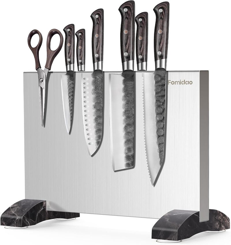 fomidao Magnetic Knife Block,Stainless Steel Magnetic Knife Holder Stand for Kitchen Counter,Strong Double Sided Magnet Knife Storage Rack - Image 1