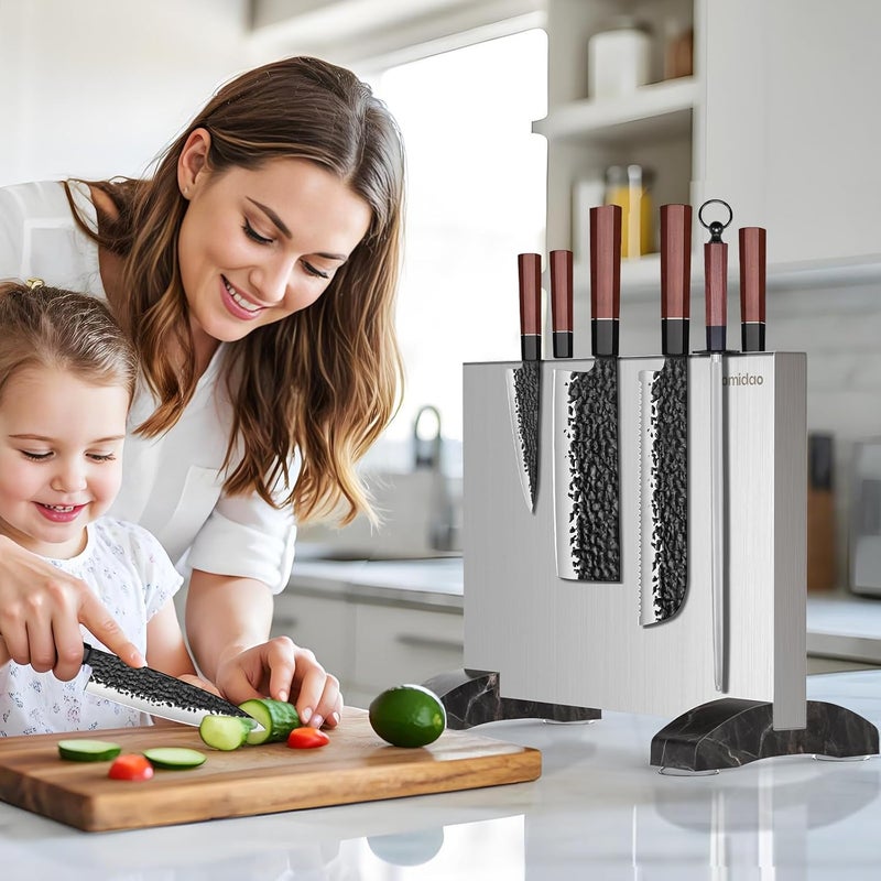 fomidao Magnetic Knife Block,Stainless Steel Magnetic Knife Holder Stand for Kitchen Counter,Strong Double Sided Magnet Knife Storage Rack - Image 5