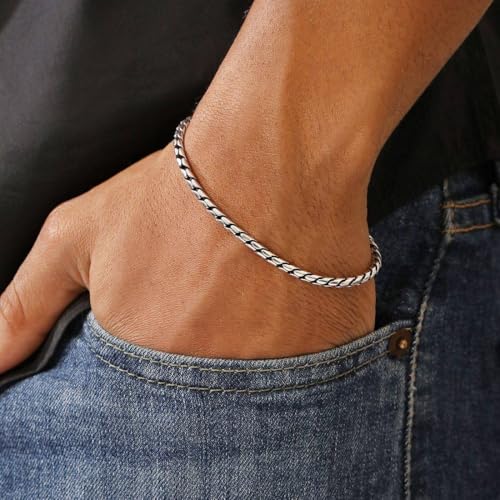 ZAVYA 925 Sterling Silver Minimal Chain Look Rhodium Plating Chain Bracelet | Gift for Men and Boys | With Certificate of Authenticity and 925 Hallmark - Image 2