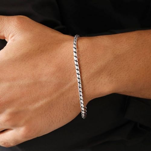 ZAVYA 925 Sterling Silver Minimal Chain Look Rhodium Plating Chain Bracelet | Gift for Men and Boys | With Certificate of Authenticity and 925 Hallmark - Image 4