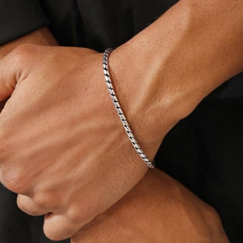 ZAVYA 925 Sterling Silver Minimal Chain Look Rhodium Plating Chain Bracelet | Gift for Men and Boys | With Certificate of Authenticity and 925 Hallmark - Image 5
