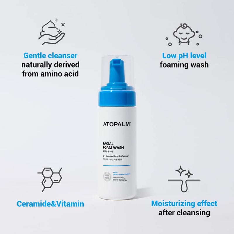 ATOPALM Facial Foam Wash, Gentle Baby Wash, Tear-Free, Sulfate-,Paraben-Free, pH Balanced, Hypoallergenic for Sensitive Skin, EWG Green Grade, Foaming Facial Cleanser, 5.07 Fl Oz, 150ml - Image 3