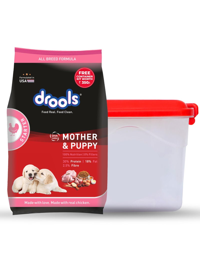 Drools Chicken and Egg Mother & Puppy Dry Dog Food 1 kg Free with Container - Image 1