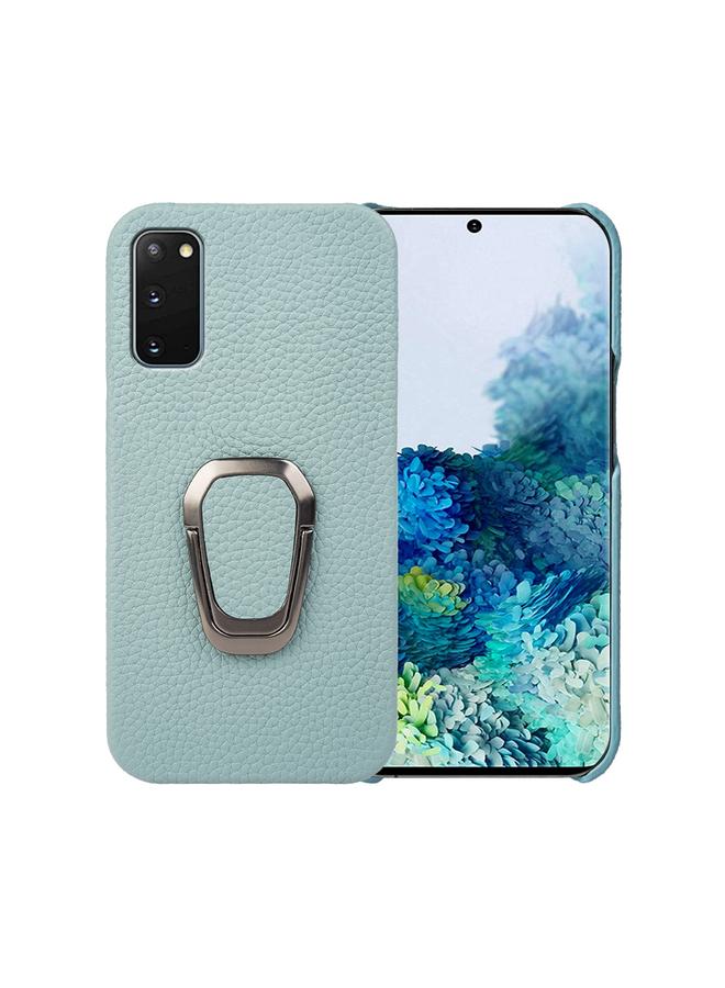 S-TOP Case For Samsung Galaxy S20 Ring Holder Litchi Texture Genuine Leather Phone Case - Image 1