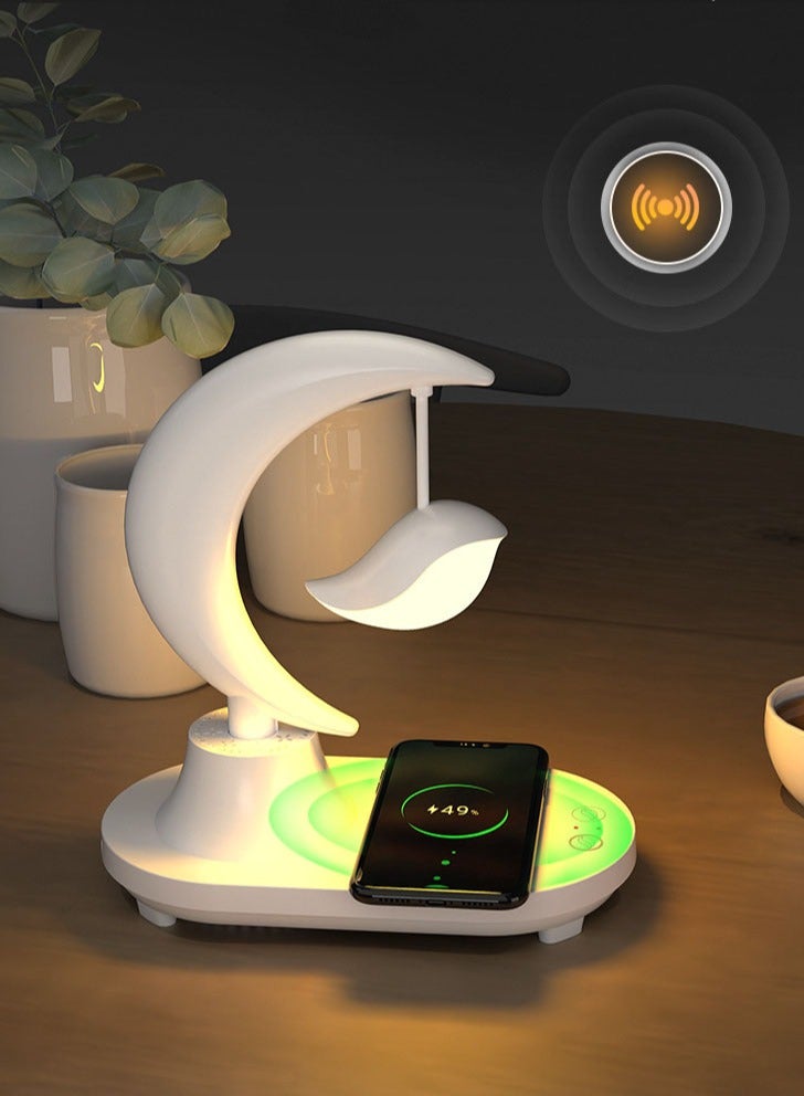 Bluetooth سماعة LED طاولة بجوار السرير: ضوء ليلي جو كامل بألوان متعددة، شحن لاسلكي للهاتف المحمول، هدية ذكية وإبداعية - Image 3