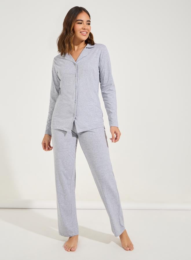 Styli Cotton Jersey Long Sleeves Shirt & Pyjama Set  - Image 1