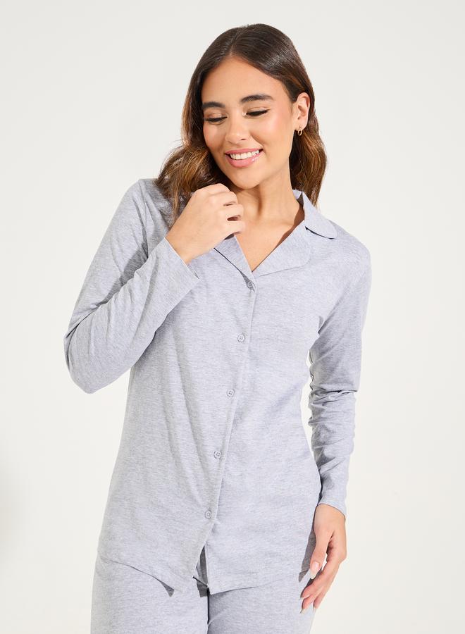 Styli Cotton Jersey Long Sleeves Shirt & Pyjama Set  - Image 2