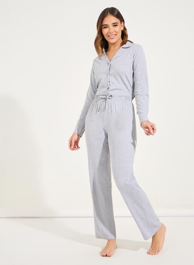 Styli Cotton Jersey Long Sleeves Shirt & Pyjama Set  - Image 4