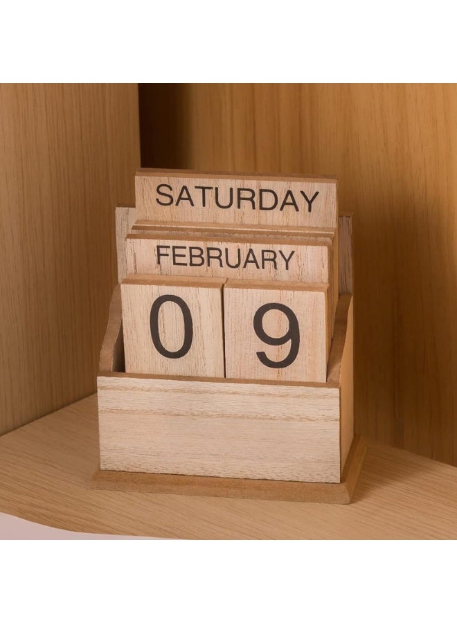 Perpetual Calendar Wooden Blocks Calendar For Home Office Desk Date Week Month Accessories (Natural Wood Calendar) (Color : MU) - Image 4
